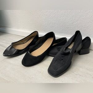 Set of 3 Black Flats and Vintage Nickels Heeled Shoes